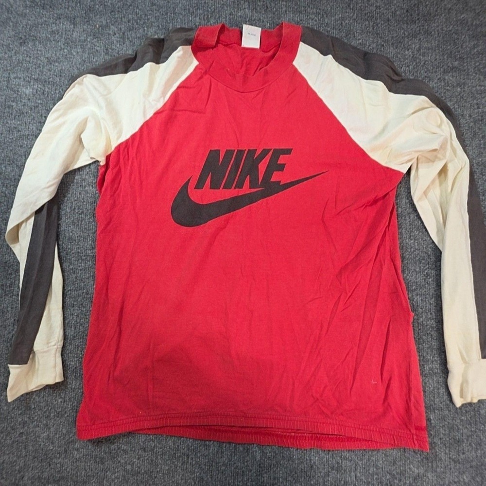 Vintage Nike Shirt Mens Medium Red Colorblock Cycling Jersey Long Sleeve USA